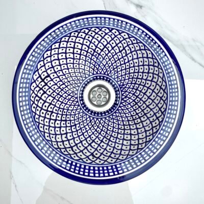 Alternative view of Hand-Painted Moroccan Ceramic Basin | Luxury Bathroom Vanity Sink | Artisan Vessel Sink