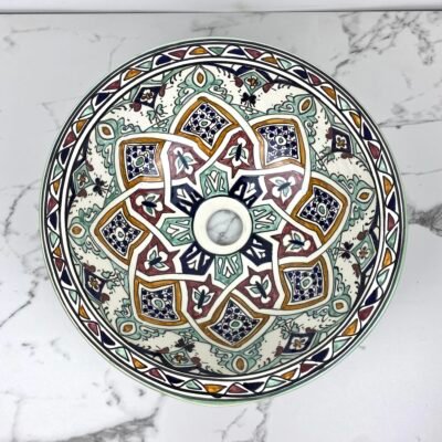 Alternative view of Hand-Painted Mooroccan Decorative Sink - Vanity Centerpiece Sink.