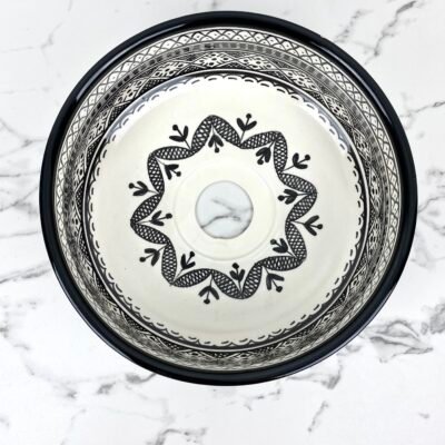 Alternative view of Authentic Amazigh Design Basin – Elegant Black Bathroom Vanity Sink – Hand-Painted Sink