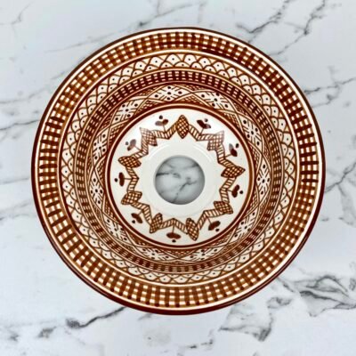 Alternative view of Authentic Amazigh Design Basin – Elegant Brown Bathroom Vanity Sink - Hand-Painted Sink