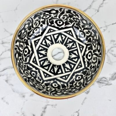 Alternative view of Handmade Black Ceramic Sink With Gold Edge 14k – Statement Sink for Bathroom Vanity