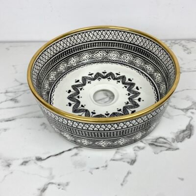 Alternative view of Authentic Amazigh Design Basin With Gold Edge 14k – Elegant Bathroom Vanity Sink