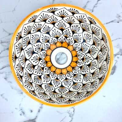 Alternative view of Hand-Painted Ceramic Sink  – Elegant Moroccan Bathroom Basin.