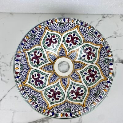 Alternative view of Mid-Century Ceramic Basin | Handmade Moroccan Bathroom Vanity Sink