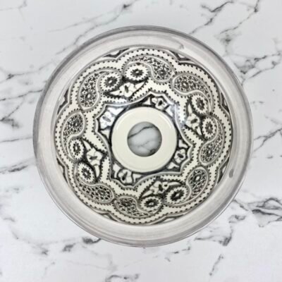 Alternative view of Ceramic Gray Basin With Moroccan Design – Elegant  Bathroom Vanity Sink - Handcrafted Sink