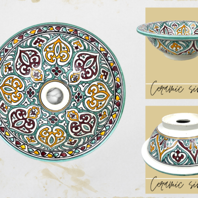 Moorish Hand-Painted Sink - Handcrafted Bathroom Vanity Sink