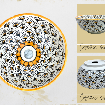 Hand-Painted Ceramic Sink  – Elegant Moroccan Bathroom Basin.