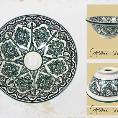 Moroccon Ceramic Basin – Elegant  Bathroom Vanity Sink - Handcrafted Sink