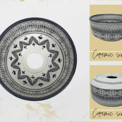 Authentic Amazigh Design Basin – Elegant Gray Bathroom Vanity Sink