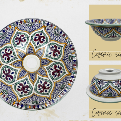 Mid-Century Ceramic Basin | Handmade Moroccan Bathroom Vanity Sink