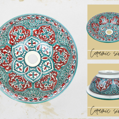 Customizable Modern Ceramic Basin | Handmade Moroccan Farmhouse Vanity Sink.